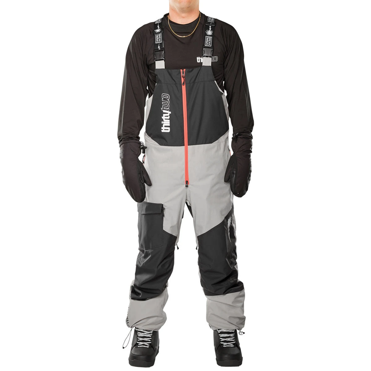Thirty Two Spring Break Powder Bib Snowboard Pants - Gravel 1 Thirty Two Spring Break Powder Bib Snowboard Pants - Gravel