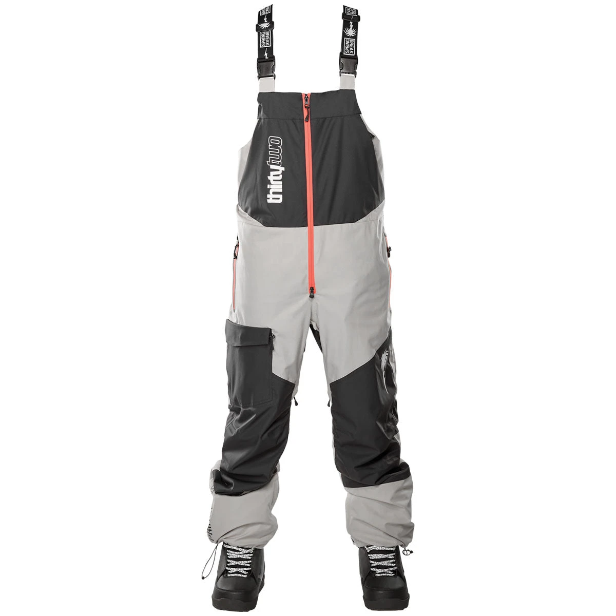 Thirty Two Spring Break Powder Bib Snowboard Pants - Gravel 4 Thirty Two Spring Break Powder Bib Snowboard Pants - Gravel - Image 4