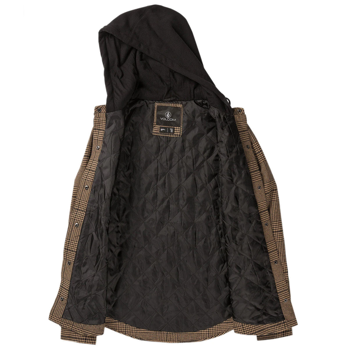 Volcom Womens Hooded Flannel Snowboard Jacket - Caramel 4 Volcom Womens Hooded Flannel Snowboard Jacket - Caramel - Image 4