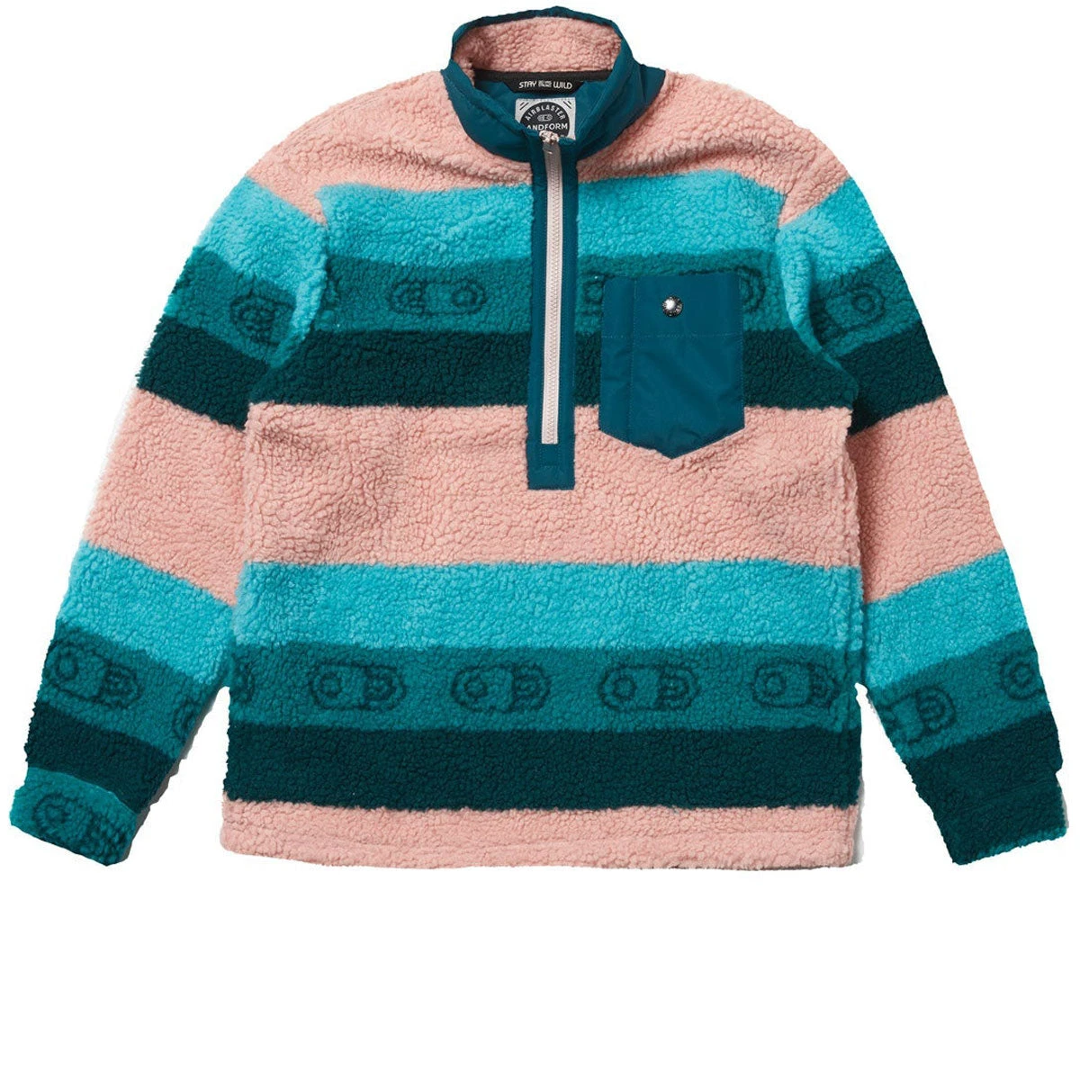 Airblaster Womens Sherpa Half Zip Snowboard Jacket - Ocean Blush Stripe 1 Airblaster Womens Sherpa Half Zip Snowboard Jacket - Ocean Blush Stripe